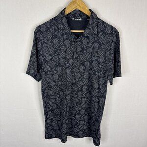 Travis Matthew Pineapple Print Polo Shirt Men’s Medium Pima Cotton Golf Gray